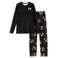 thumbnail image 3 of Garbnen Valentines Pj Sets for Woman Bow Print Crew Neck Long Sleeve Top with Jogger Pants Spring Summer Pajamas Sleepwear, 3 of 4