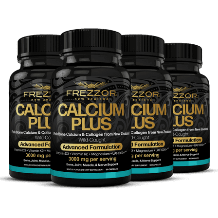 <span style="font-size: 10.5pt;">FREZZOR Calcium Plus Magnesium, Highly Bioavailable Bone Supplement,</span> Vitamins K2 and D3, 4-Pack, 360 Capsules