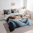 thumbnail image 2 of jejeloiu Pet Animal Kittens 7-Piece Twin Bedding Sets Kids,Cute Cat Print Bedding Comforter Set,Reversible, 2 of 7