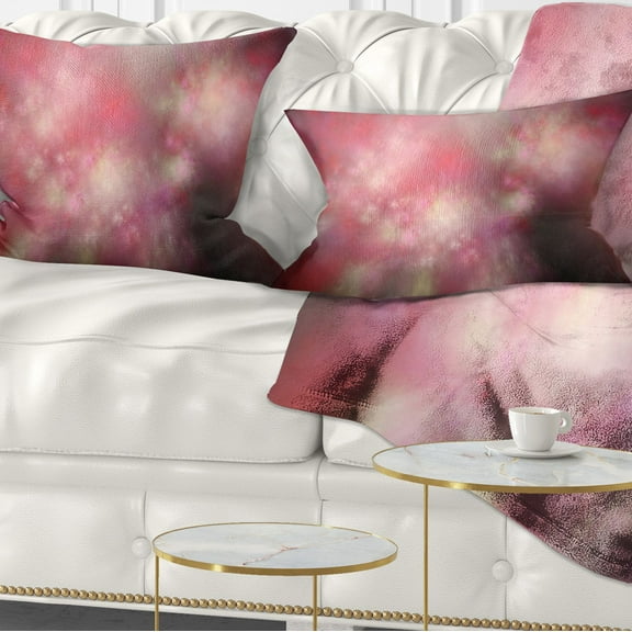 Designart Red Blur Sky with Stars - Abstract Throw Pillow - 12x20