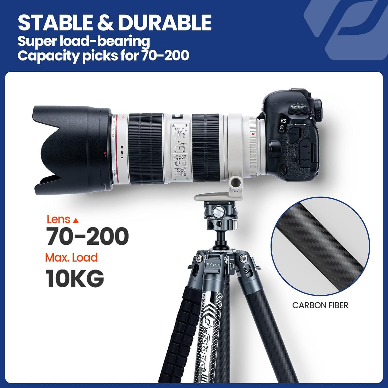 Fotopro 60" Carbon Fiber Tripod with Ball Head, 1.7 lbs Ultralight Travel Tripod for Camera DSLR, Max Load 22lbs,  X-Aircross 3 Lite, Slate Gray