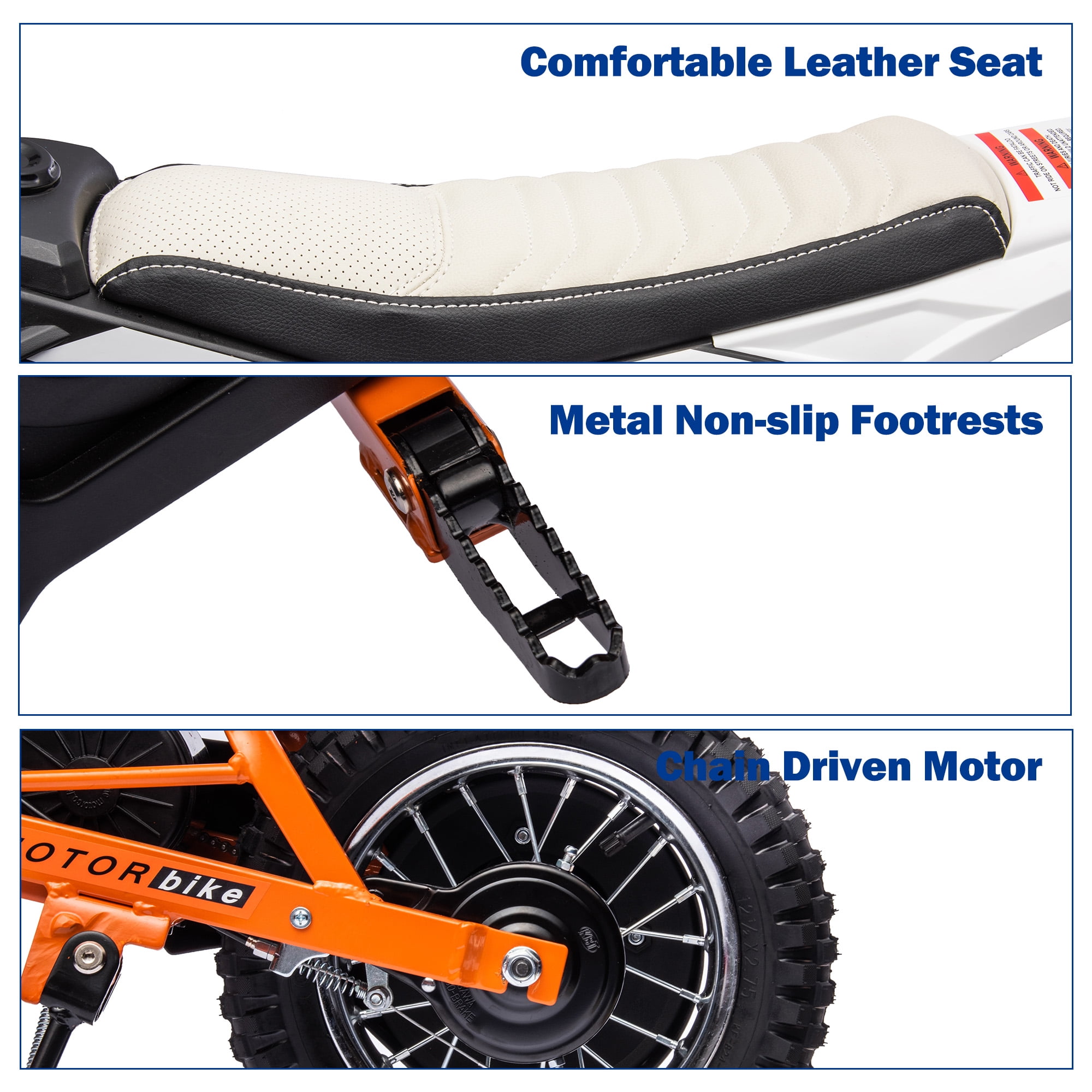 JoyWheels 24V Electric Dirt Bike for Kids,250W Ride on Toy Motorcycle,Ages 13 Years+,13mph,White