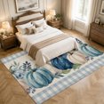 thumbnail image 4 of Large Area Rugs 8'x10', Blue White Pumpkin Fall Carpet Runner Indoor Outdoor Rugs Home Decor Aesthetic, Thanksgiving Eucalyptus Blue Plaid Non Slip Mats Washable Accent Rug for Living Room Bedroom, 4 of 8