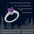 thumbnail image 2 of Gem Stone King 925 Sterling Silver Purple Amethyst and White Created Sapphire Ring for Women (1.70 Cttw, Cushion Cut 7MM, Gemstone Birthstone, Available in Size 5, 6, 7, 8, 9), 2 of 7