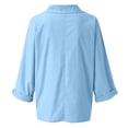 thumbnail image 5 of XFLWAM Cotton Linen Tops for Women Long Sleeve Oversized Blouse Solid Color Casual V Neck Loose Shirts Light Blue L, 5 of 7