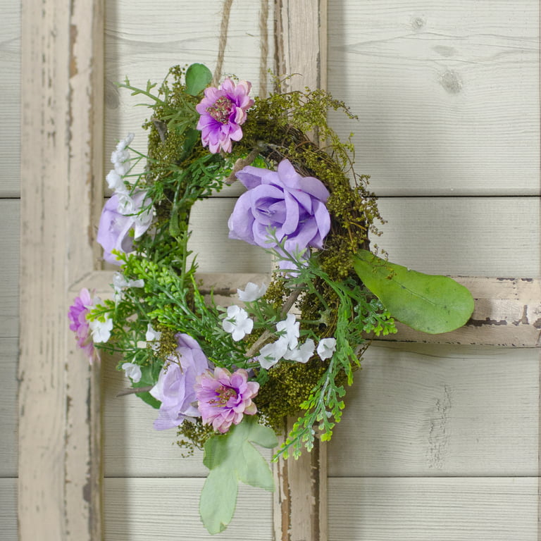Spring Wreath, Spring Greenery Wreath, Purple and Pink Wreath