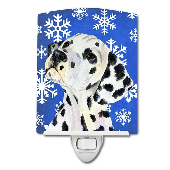 Caroline's Treasures SS4630CNL Dalmatian Winter Snowflakes Holiday Ceramic Night Light, 6x4x3", multicolor