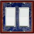 thumbnail image 1 of Metal Light Switch Plate Cover Elegant Blue Floral Damask Maroon Frame FRA037, 1 of 13