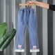 thumbnail image 2 of Odeerbi 4-14 Años Niñas Vaqueros Flamed Lace Trim Bow Denim Pantalones Casual Loose Cowboy Pantalones de Piernas Anchas, 2 of 3