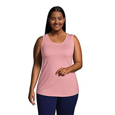 Lands'End Womens Supima Cotton Scoop Neck Tunic Tank Vintage Peony Regular Large