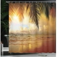 thumbnail image 4 of Ambesonne Beach Shower Curtain, Sunset Caribbean Palms, 69"Wx70"L, Dark Orange Pale Blue, 4 of 5
