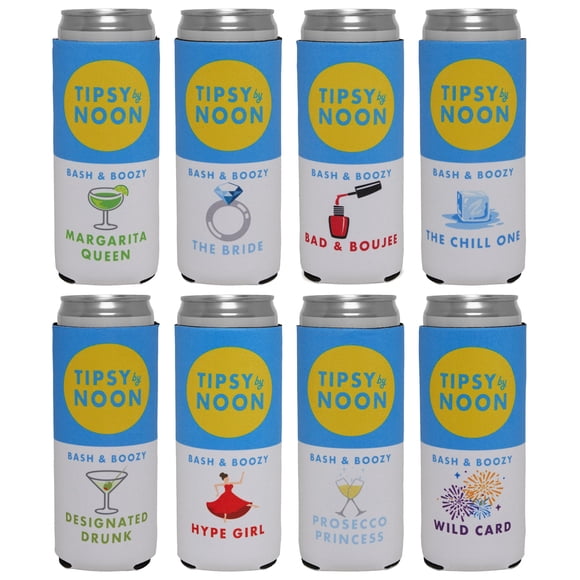 Set de enfriadores para latas delgadas Funky Junque Tipsy by Noon 8 piezas