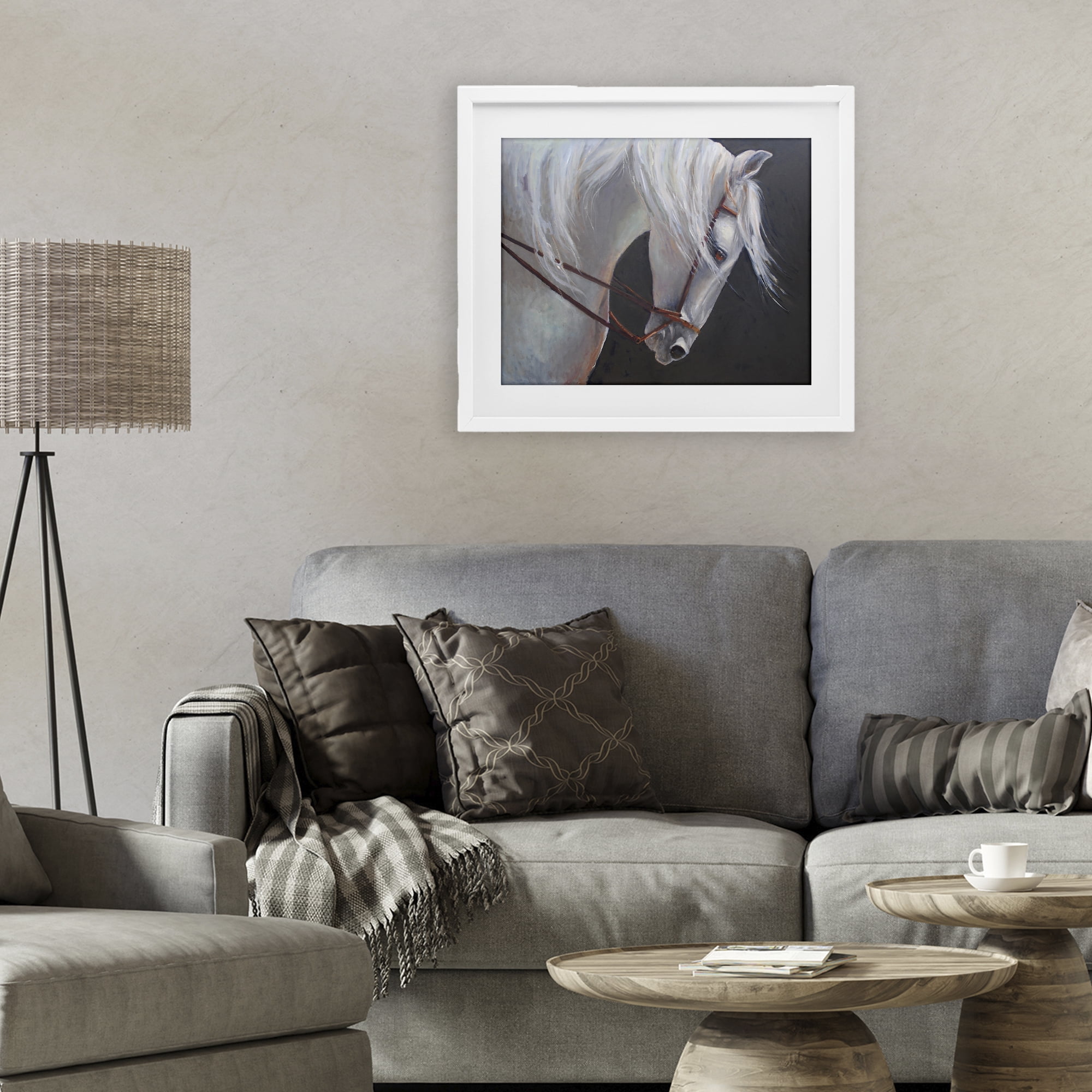 Stupell Industries Majestic White Mare White Framed Print Under Glass, design by Jadei Graphics