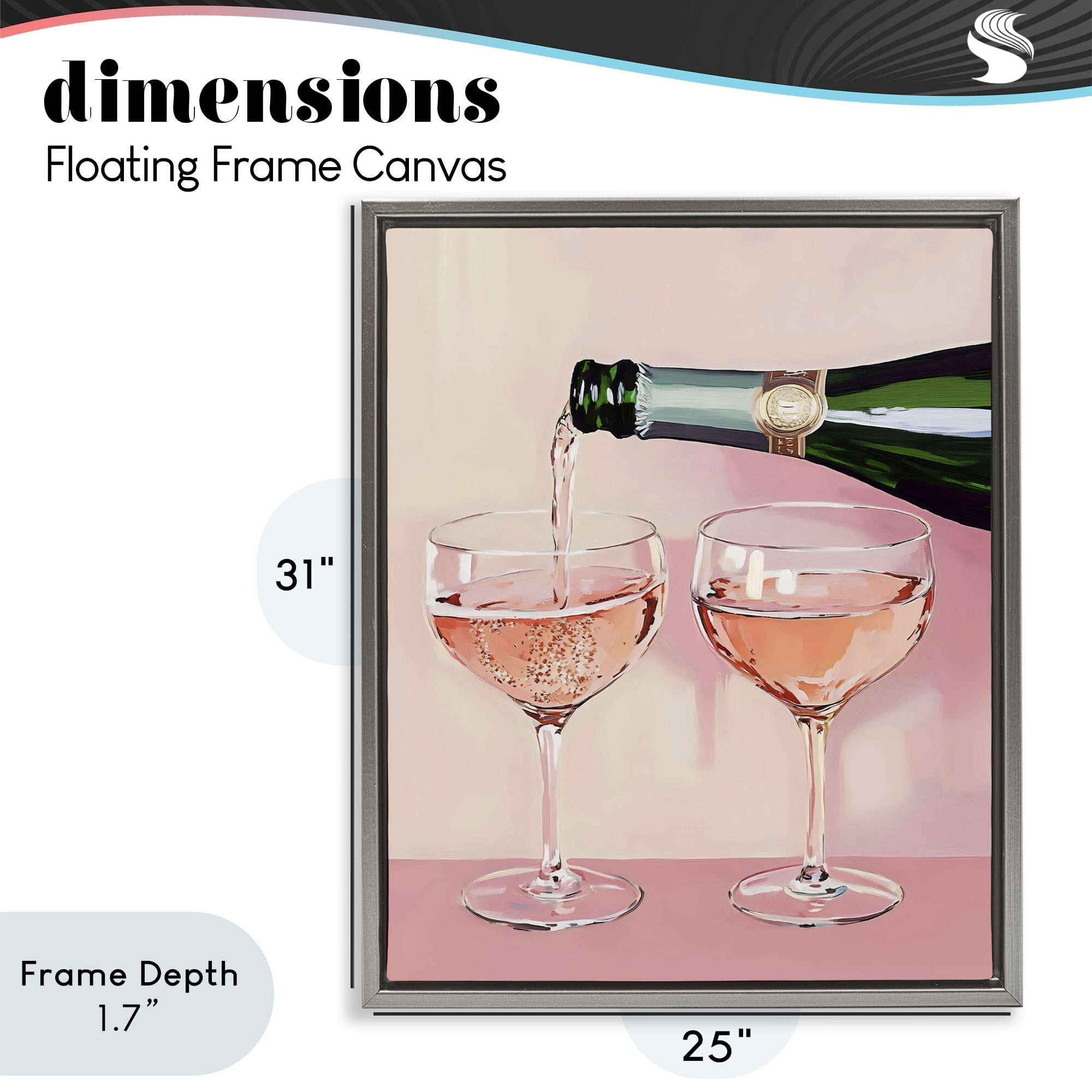 Stupell Industries Pink Champagne Toast for Two Gray Framed Floater Canvas Wall Art, design by The Prints Vibe