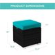 thumbnail image 3 of JJUN Set of 2 Wicker Ottomans, Multipurpose Outdoor Furniture for Patio, Backyard, Additional Seating, Footrest, Side Table w/Storage, Removable Cushions - Black/Teal, 3 of 16
