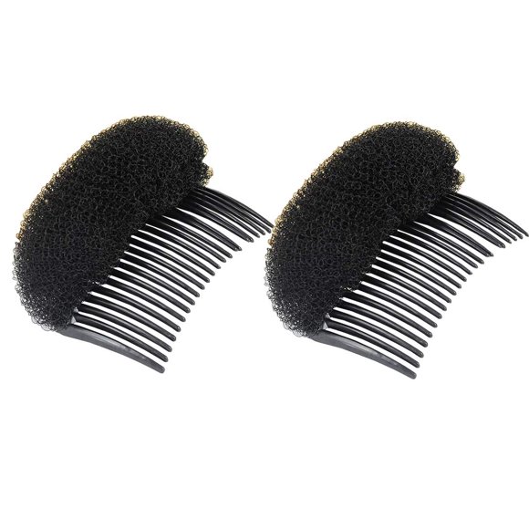 2 piezas encantadoras inserciones de volumen para aumentar el volumen, peine para el cabello, herramienta para hacer moños, base para el cabello, accesorios para mujeres, damas y niñas (negro)