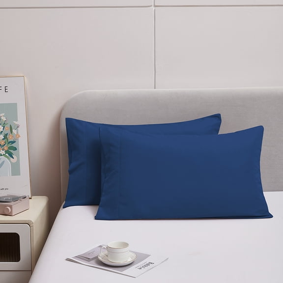 2 pcs of Cotton Pillow Cases King Size(20*36”)- Breathable & Soft Pillowcase Covers- Wrinkle Free - Machine Washable Protectors - J101 # Blue Grey
