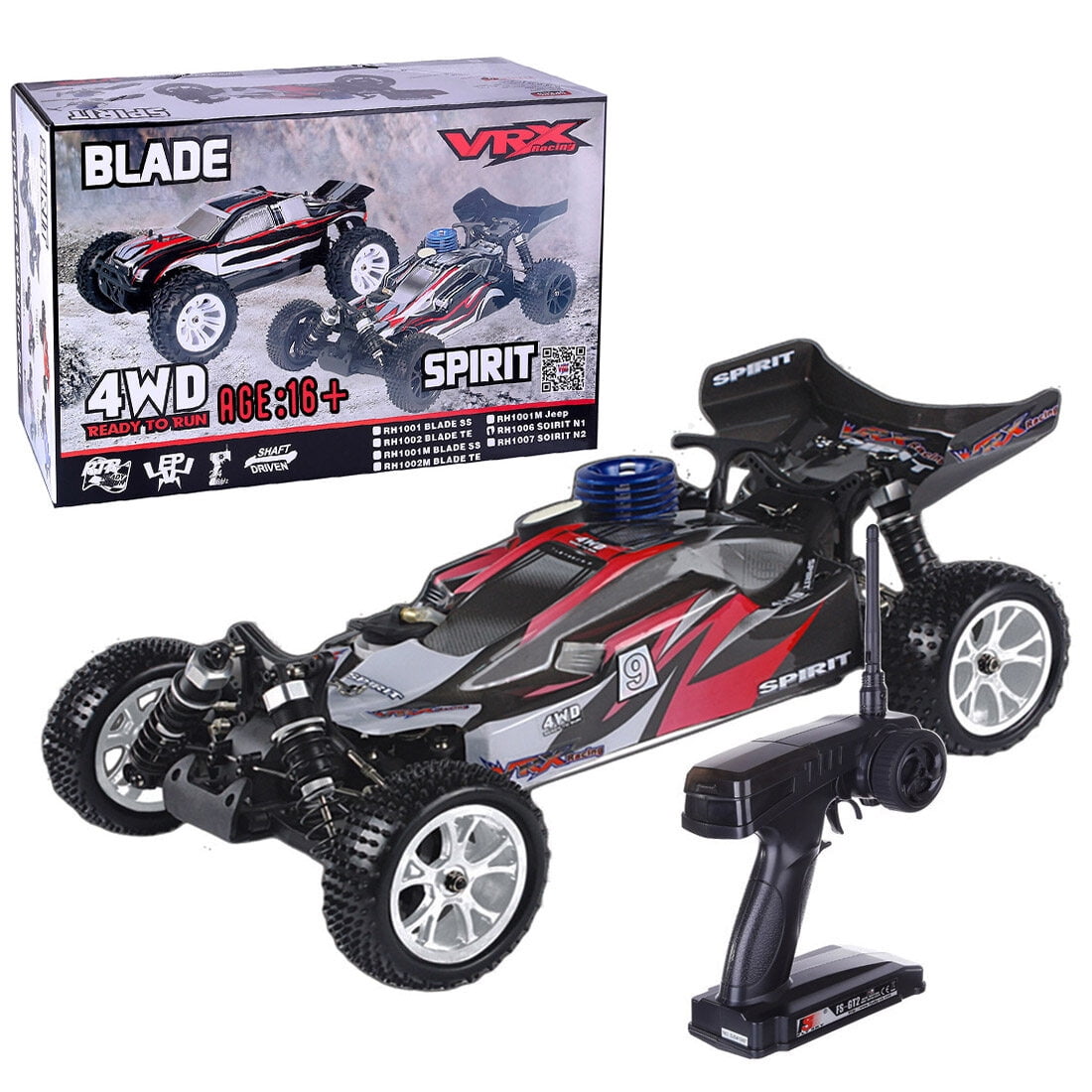 RH1006 1/10 Scale 4WD Nitro-Powered RC Off-Road Truck, 2.4G High-Speed Gas Powered Remote Control Car with FS-FT Controller & Force.18 Methanol Engine, RTR Version for Advanced Hobbyists