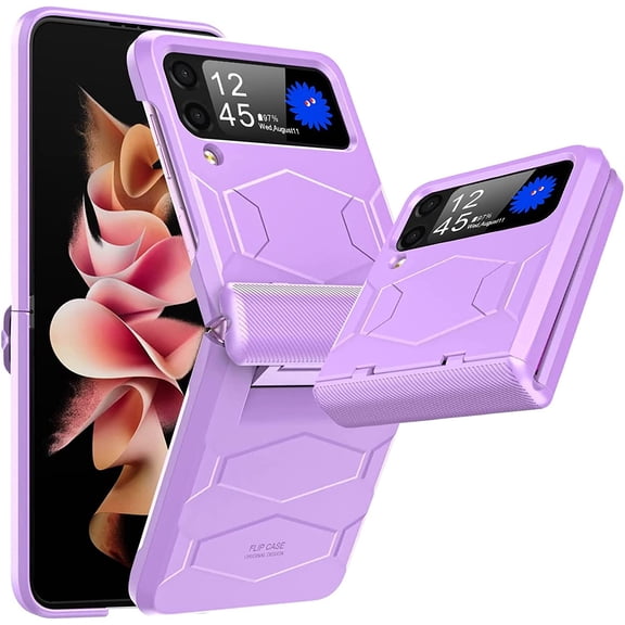 Galaxy Z Flip 3 5G Case with Hinge Protection (2021), Armor Shape Design, Hard PC &Comfortable Skin Feel, Anti-Drop Non-Slip Full Protection Phone Case Designed for Samsung z Flip 3 5G(Purple)