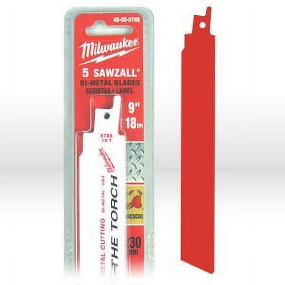 Milwaukee 48-00-5788 SUPER SAWZALL TORCH Reciprocating Saw Blade,9"L x1"H,TPI/18T