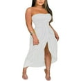 thumbnail image 1 of Women Strapless Dress  Solid Color Off-Shoulder Long  with Cropped Hem, 1 of 5
