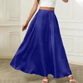 thumbnail image 5 of QATAINLAV Maxi Satin Silk Skirts for Womens High Waisted Elastic Long A-Line Skirt Summer Soft Party Flowy Skirts with Pockets Blue XXL, 5 of 5