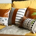 thumbnail image 6 of MIKE & Co. NEW YORK Bohemian Striped Vegan Faux Leather Throw Pillow Brown 20x20, 6 of 7