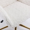 thumbnail image 5 of Artificial Rabbit Hair Home Office Chair with Wheels & Golden Metal Base, Height Adjustable Swivel Vanity Chair, White, 5 of 7