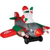 Animated Airblown Inflatable Santa in Twin Prop Airplane Christmas Decor, 6.5' Long