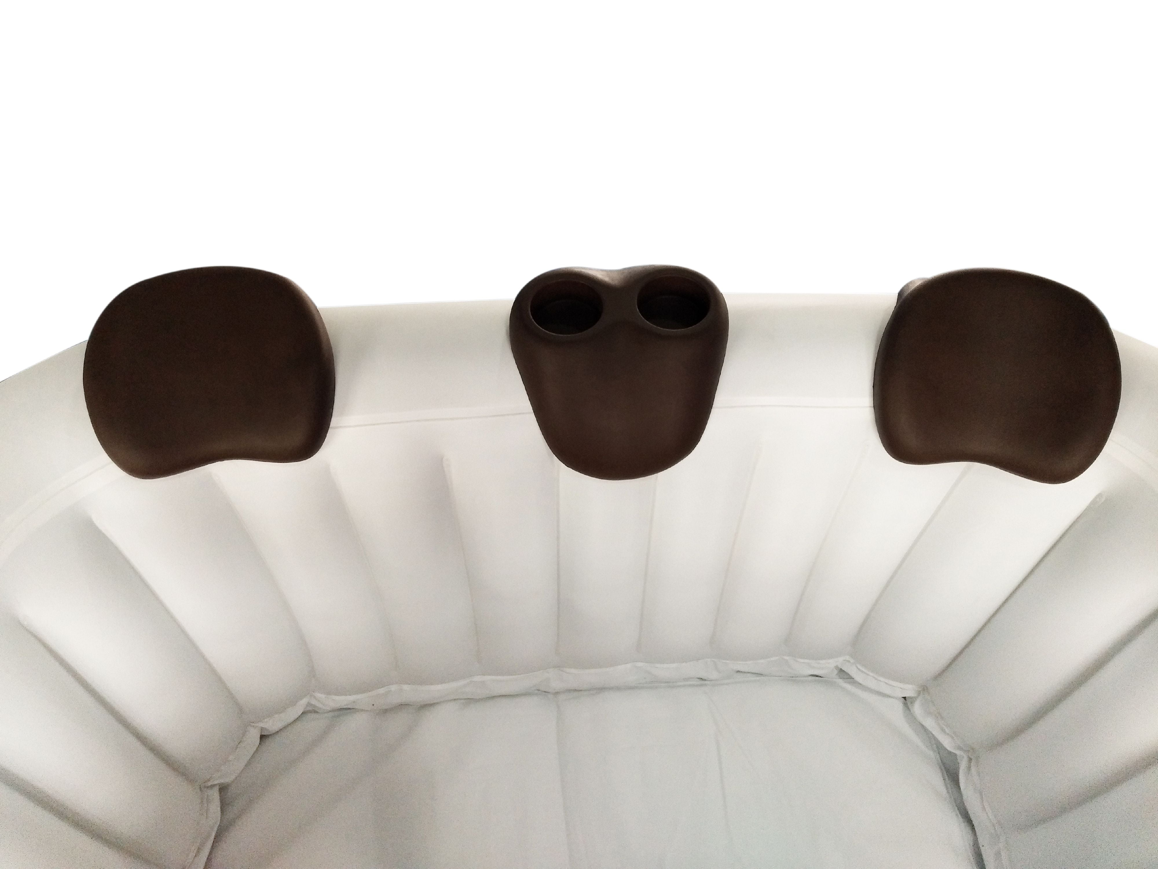 ALEKO Removable 3-Piece Headrest and Drink Holder Set for Inflatable Hot Tub Spa - Brown