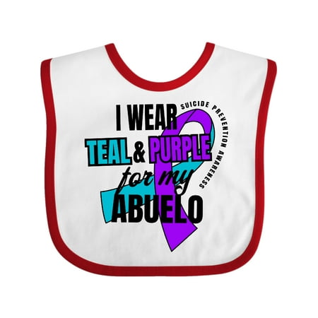 

Inktastic Suicide Prevention I Wear Teal and Purple for My Abuelo Gift Baby Boy or Baby Girl Bib