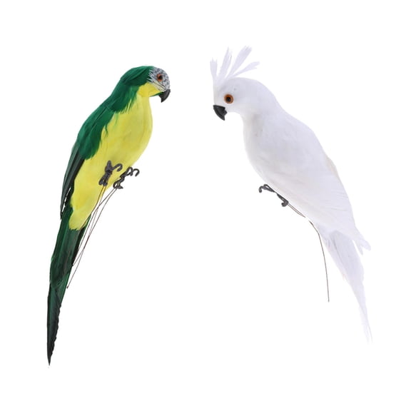 2x Statue Macaw Figurines Sculpture Tree Wall Ornament Props