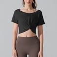 thumbnail image 2 of Posijego Women's Athletic Crop Tops with Twisted Front Short Sleeve T-Shirts for Workouts Running Gym Sport Tees, 2 of 5