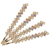 1 Set 2 Pairs Crystal Hairpins Metal Hair Clamps Small Rhinestone Hair Clips Womens Bobby Pins Silver Alloy Bling Headgear