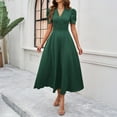 thumbnail image 4 of Youmylove Womens Summer Dresses 2025 Women's Short Sleeve Dress High Waist V Neck Puff Sleeve Dresses Wedding Guest Formal Evening Maxi Dress Trendy Resort Wear Dress, 4 of 7