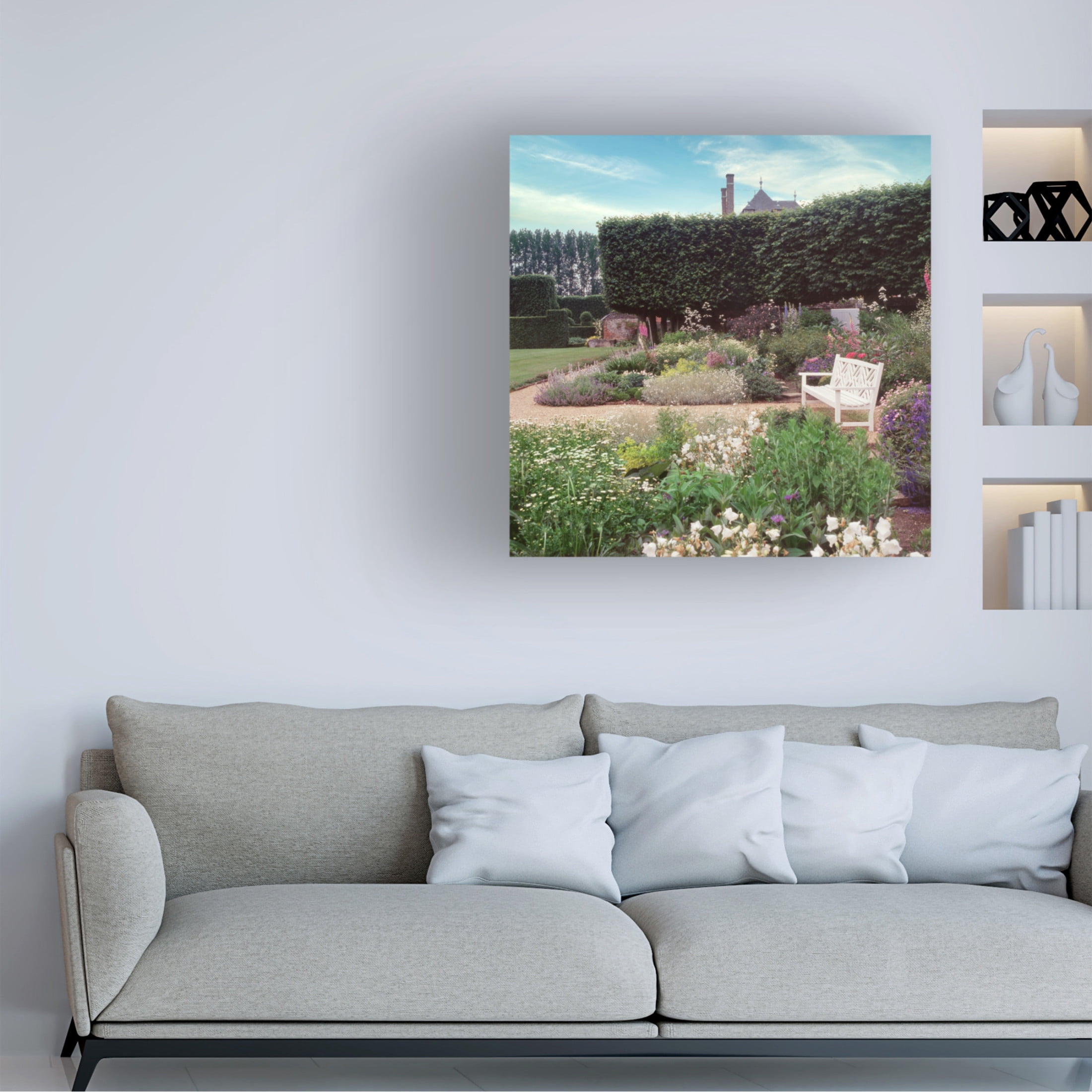 Canvas Wall Art - Alan Blaustein 'French Jardin No. 27' Wall Art for Living Room, Bedroom, or Office Décor by Trademark Fine Art - 35 x 35 Inches