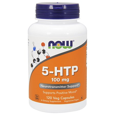 NOW Foods 5 HTP 100 mg Vegetable Capsules, 120 Ct