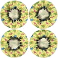 thumbnail image 2 of Shower Caps,Yellow Dinosaurs Geometric Pattern Waterproof Shower Cap for Women 4 Pieces,Double Reusable Hair Cover for Shower PEVA Elastic Stretch Hem, 2 of 7