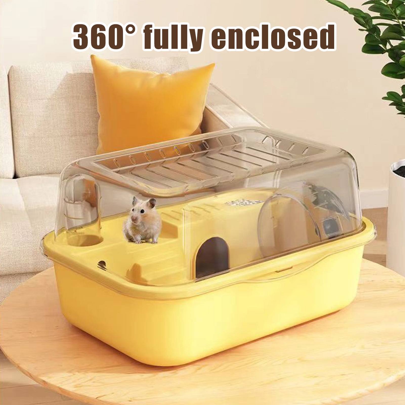YIFAEUX Hamster Cage Transparent Hamsters Habitats Acrylic Small Animal Playhouse with Wheel Water Bottle for Hamsters Rat Gerbils Guinea Pig