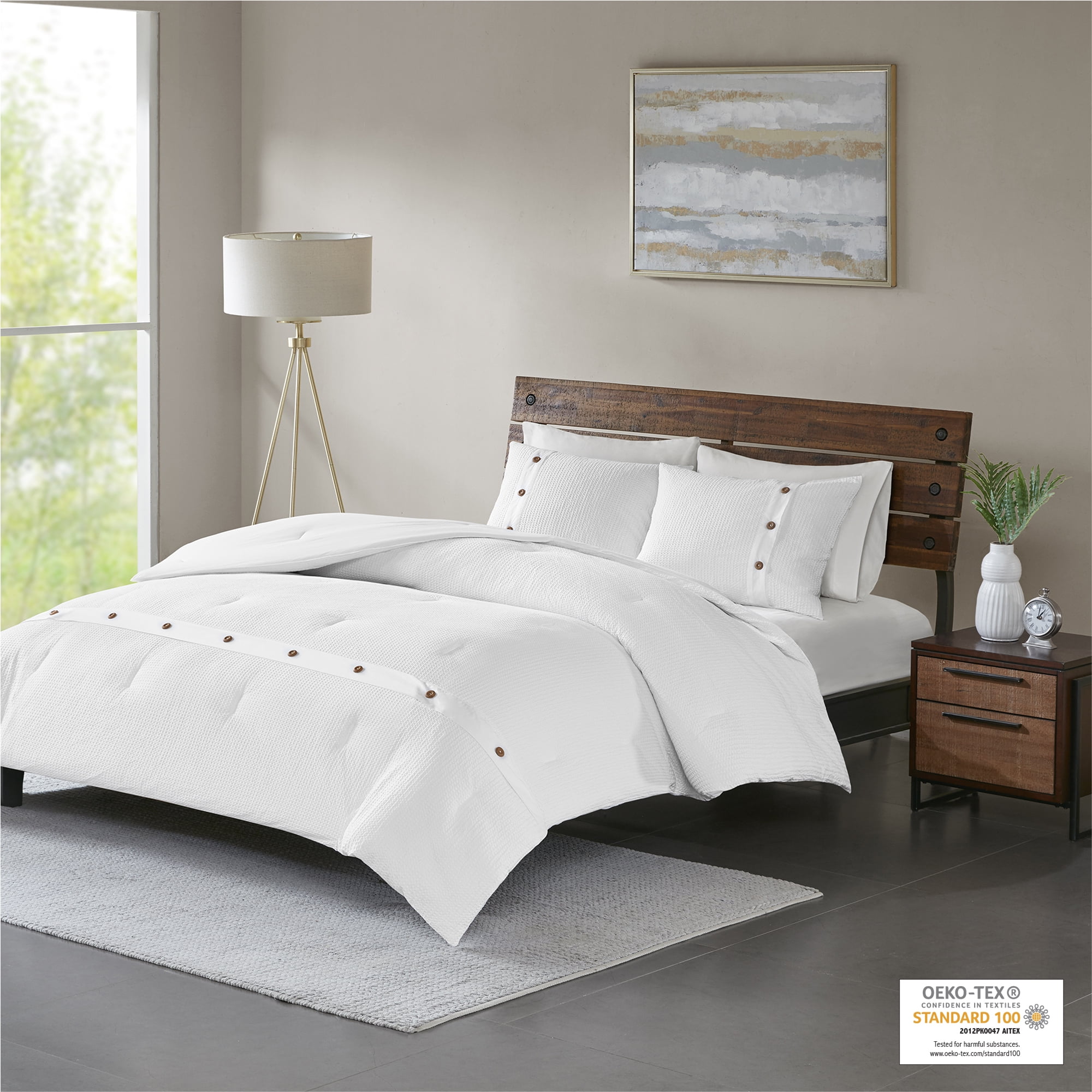Home Essence Lucina 3 Piece Cotton Waffle Weave Comforter set