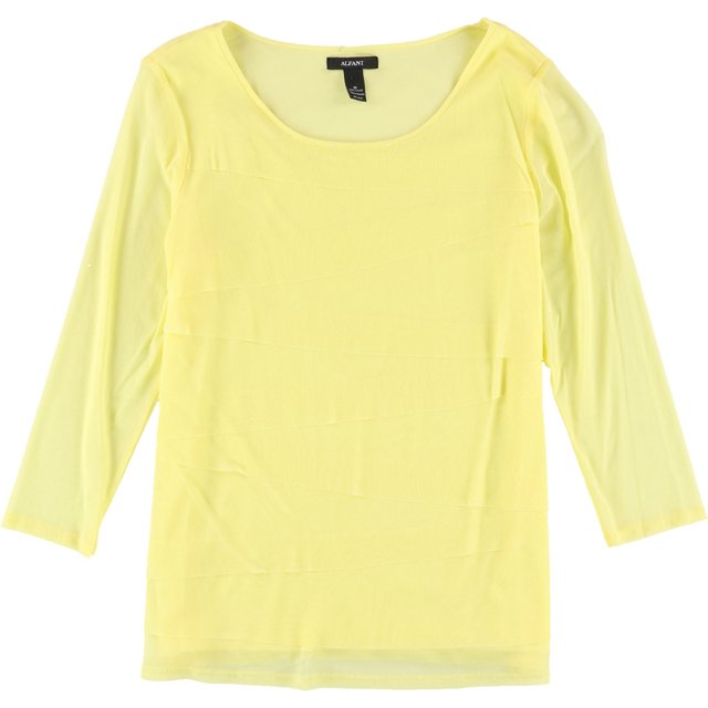 Alfani Blusa de punto en capas para mujer, amarillo, mediano