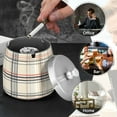 thumbnail image 4 of Yayeee Ashtray with Lid for Cigarette Smokeless Stainless Steel Home Ash Holder, Beige Plaid Pattern, 4 of 7