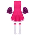 thumbnail image 6 of Miutii Kids 3Pcs Cheerleading Uniform for Girls Sleeveless Cheer Leader Dance Dress Outfit with Stockings 2 Pom Poms Hot Pink 11-12, 6 of 7