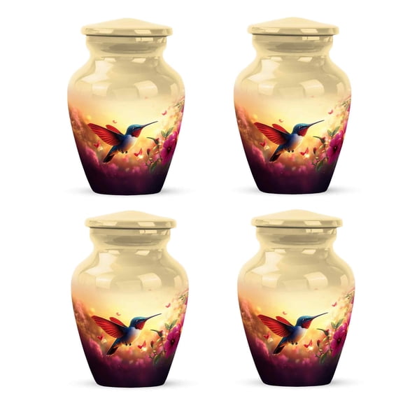 Yatskia Hummingbird with Butterfly Little Funeral Urns for Adult Ashes Brother and Sister, Mini Cremation Urn for Human Ashes, (Classic 3 Inch, Pack of 4)