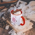 thumbnail image 5 of 3dRose, Image Of Cute Pink n Brown Cartoon Elephant on Match Dots, 15oz Two-Tone Red Mug, 5 of 7