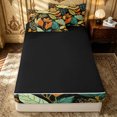 thumbnail image 4 of Erosebridal Tribal Lotus Bloom Zipper Full Size Comforter Sets with Fitted Sheet and 2 Pillowcases for Women Girls, Bohoemian Leaf Print Zipper Bedding Set, Black Reversible, 4 Pieces, 4 of 7
