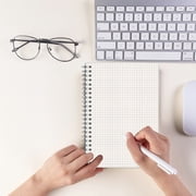 A5 Spiral Notebook - Graph Grid Paper, 80 Pages, Ruled Blank Journal, Thick Paper, Flexible Plastic Cover, 8.07x5.51in, White, for Work & Writing