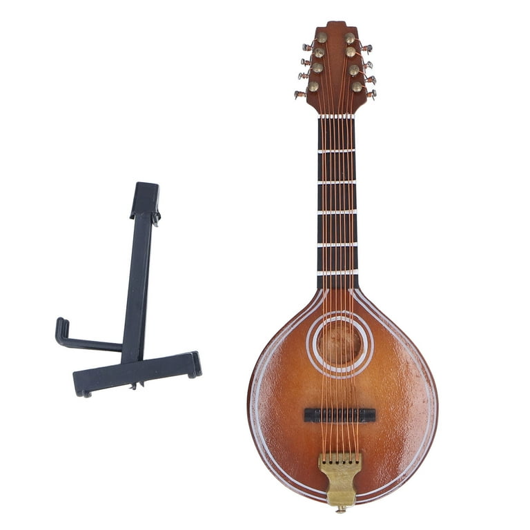 Miniature Wooden Mandolin Model Handmade 8 Strings Mandolin Model Mini Wooden Mandolin Model Dollhouse Accessories Musical Instrument Small Craft