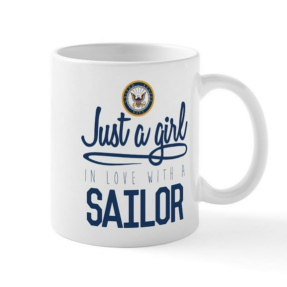 CafePress - Navy Girl Loves A Sailor Mug - 11 oz Ceramic Mug - Novelty Coffee Tea Cup