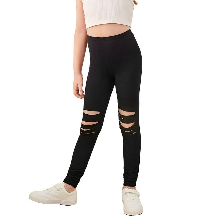 Girls plain black leggings cheap